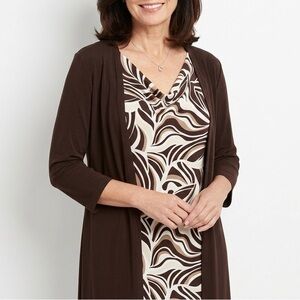 East 5th Women’s XL Layered Top Brown Cowl Neck 3/4 Sleeve Blouse NWT